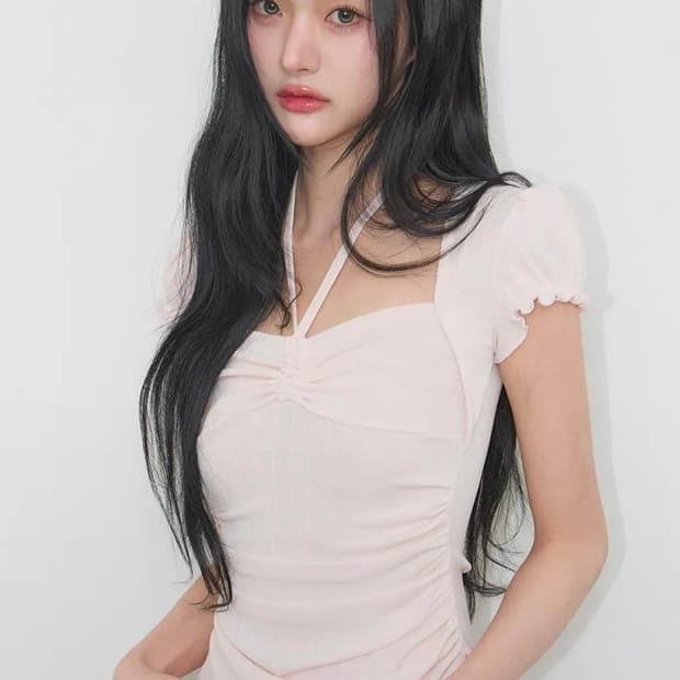 일리고 셔링 홀터 탑 핑크
