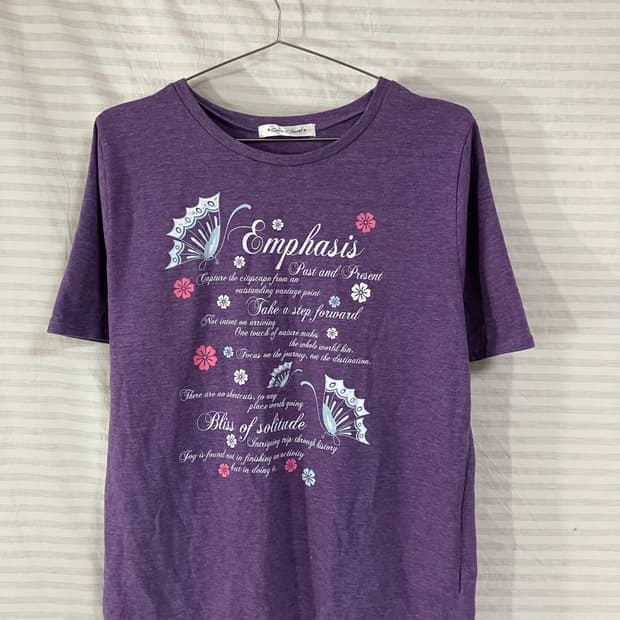 빈티지 퍼플 나비 반팔 1017 y2k 스트릿 갸루 펑키 일본빈티지 fa