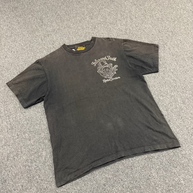 OS) Etbx 빈티지 스컬 프린팅 반팔 티셔츠