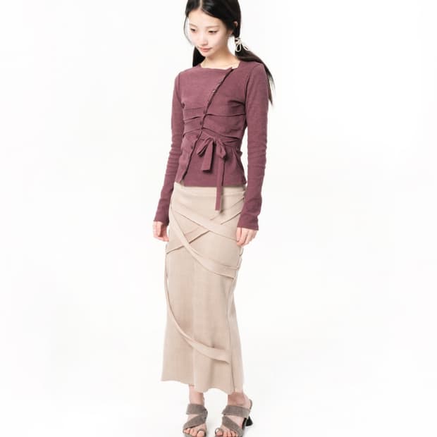 Oshigh 오스하이 Bandage Cardigan BlackCherry