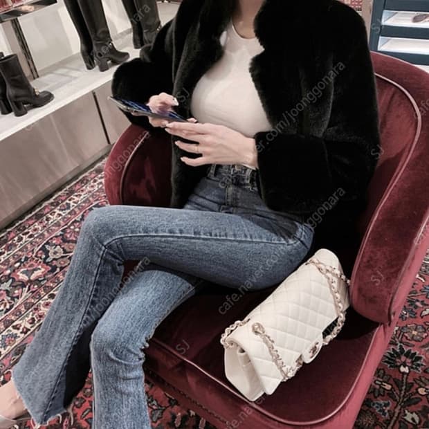 구즈 제작 페이크퍼 자켓 밍크 블랙