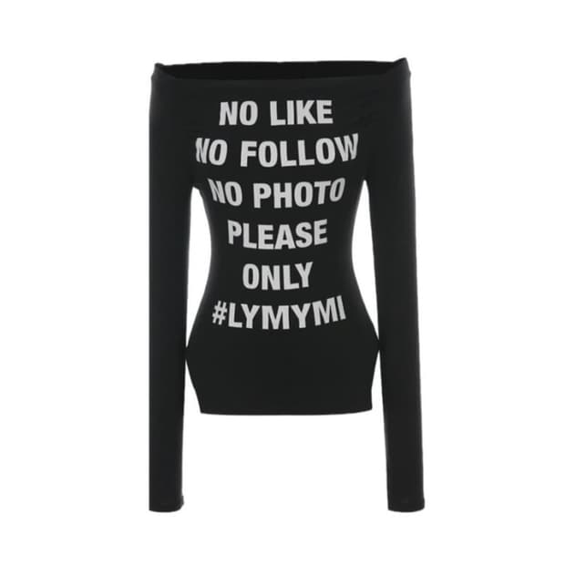 플리즈노팔로우 케이시 레터링 오프숄더 티