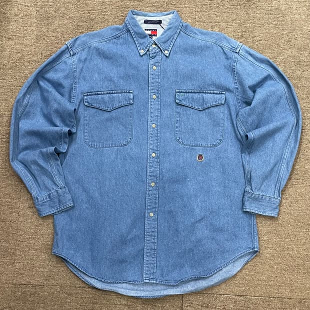 (M) 90s Tommy 올드 타미힐피거 데님 셔츠