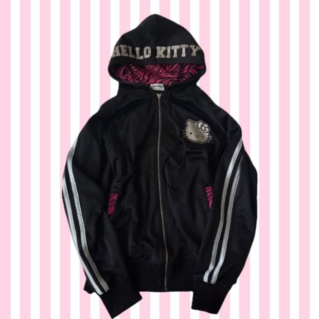 헬로키티 오네갸루 지브라 핫핑크 후드집업