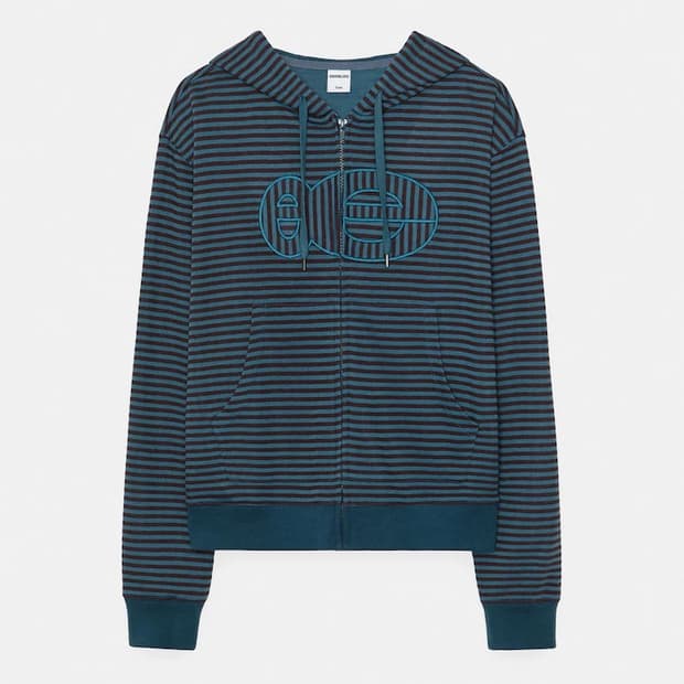 ENZOBLUES Striped Zip-up Hoodie (Blue)