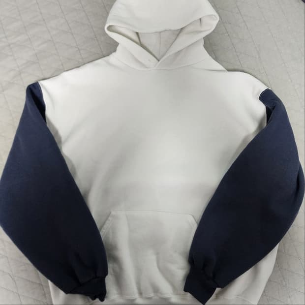 [XL] 90s 빈티지 러셀 에슬레틱 투톤 화이트&네이비 후드 후디