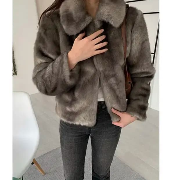 노네임 버킨 카라 그레이 퍼자켓 숏자켓