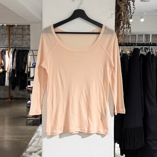 질샌더 라이트 애프리콧 래글런 슬리브 7부 티셔츠