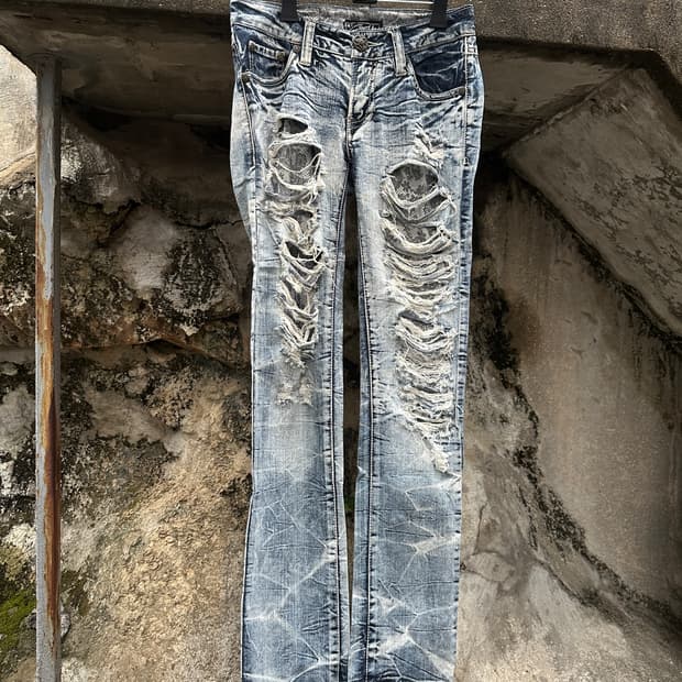 NONE vintage washing destroyed jeans