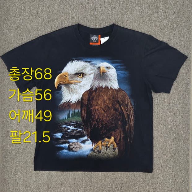L 락이글 빈티지 독수리 그래픽 반팔 티셔츠 블랙