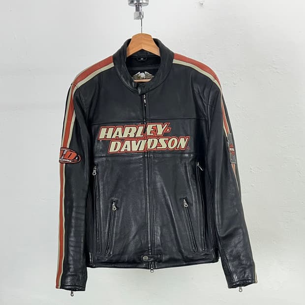 할리데이비슨 토크 제뉴윈 집 스트레치 라이딩 레더 자켓