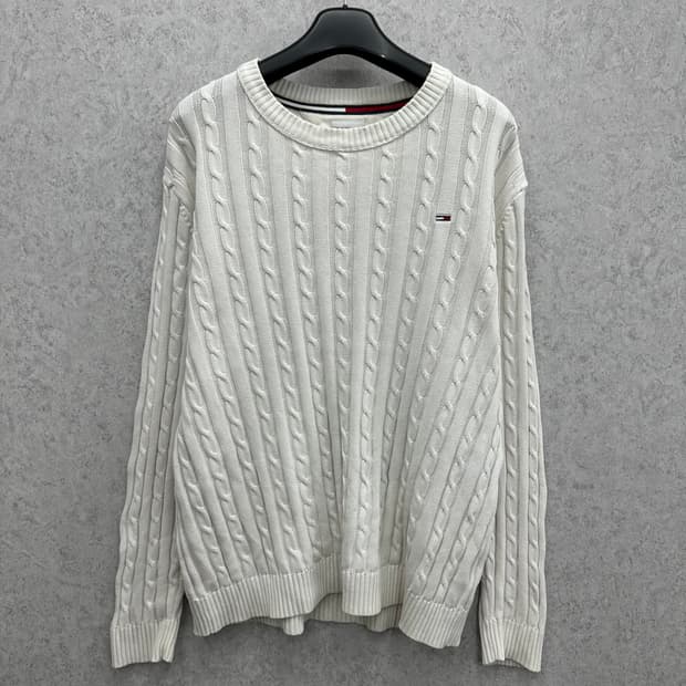 105 타미힐피거 남자 루즈핏 꽈배기 니트