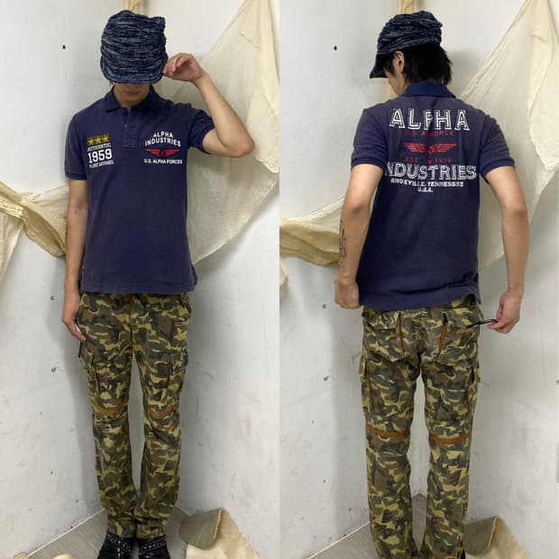[ALPHA INDUSTRIES]Star Patch Print Navy 