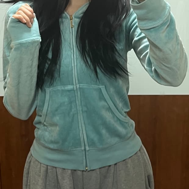 쥬시꾸뛰르 민트색 후드집업