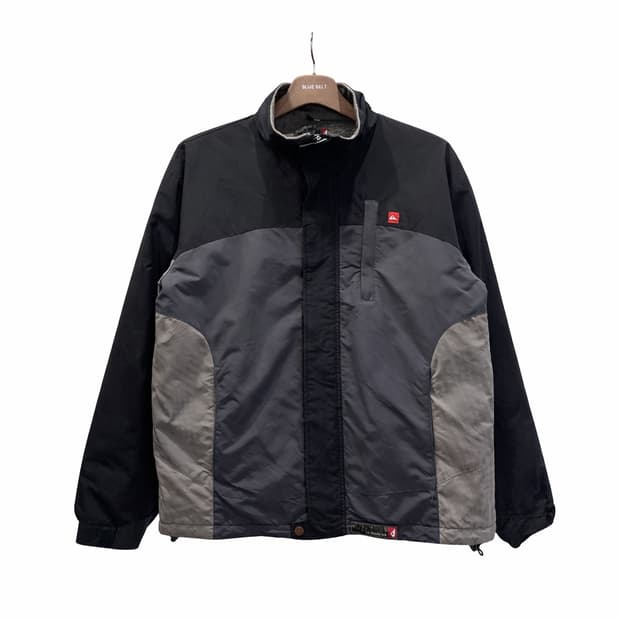 Quiksilver 테크 아웃도어 플리스 자켓 소매그래픽 컬러블럭 차콜