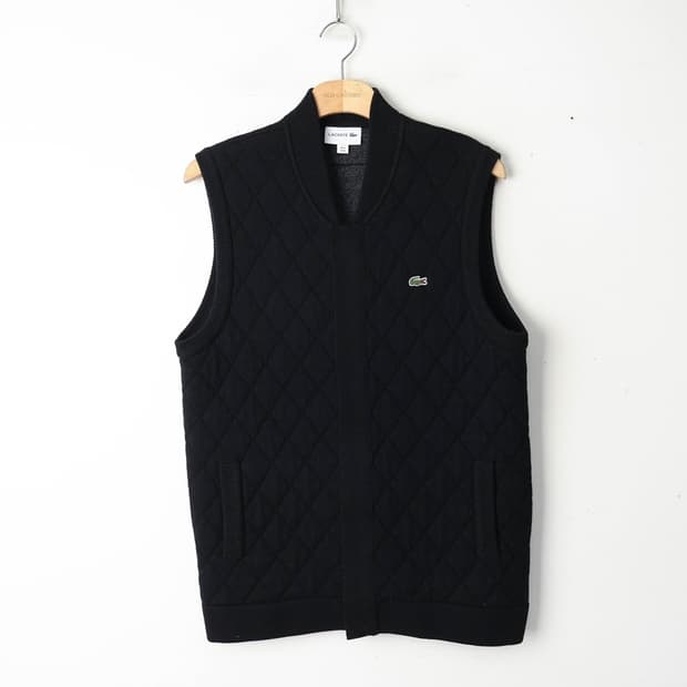 100/라코스테 퀼팅 울 집업 니트 베스트