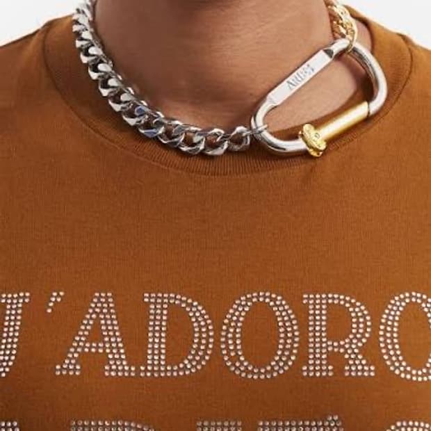 애리즈 칼럼 카라비너 실버 넥클리스 목걸이 M/L