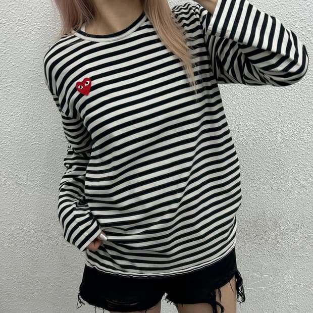 꼼데가르송 하트와펜 블랙 단가라 롱슬리브 XL