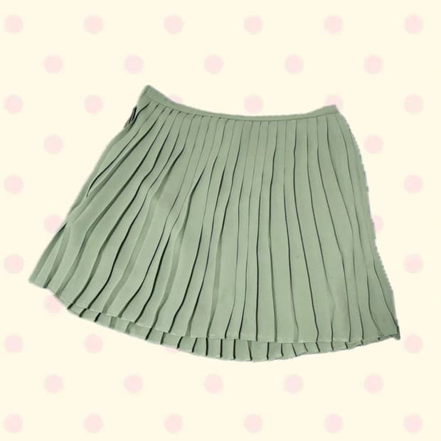 그린 플리츠 스커트