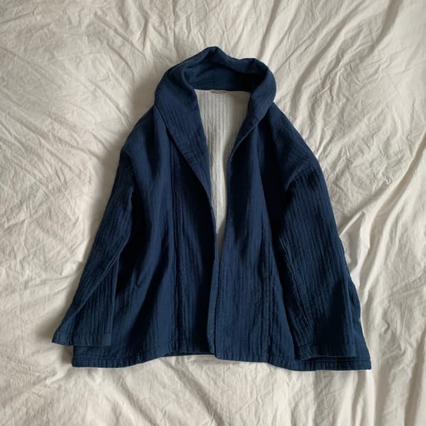 Samansa Mos2 블루 코튼 숄 가디건