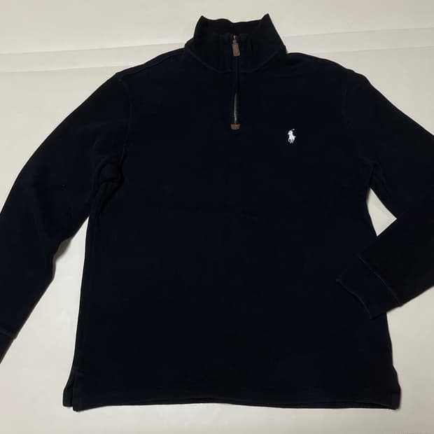 폴로 랄프로렌 블랙 코튼 하프 집업 니트/스웨터
