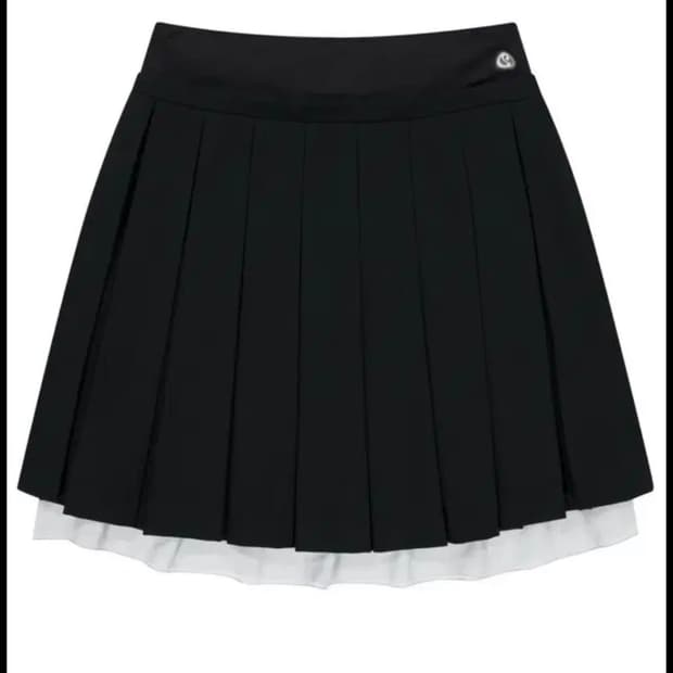 코이세이오 더블 웨이스트 플리츠 스커트 블랙