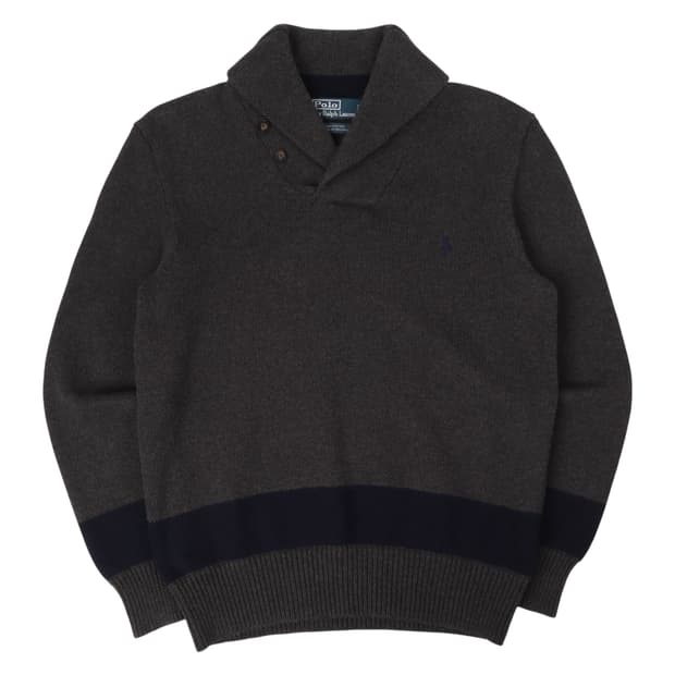 폴로 랄프로렌 챠콜 베이직포니 숄카라 니트