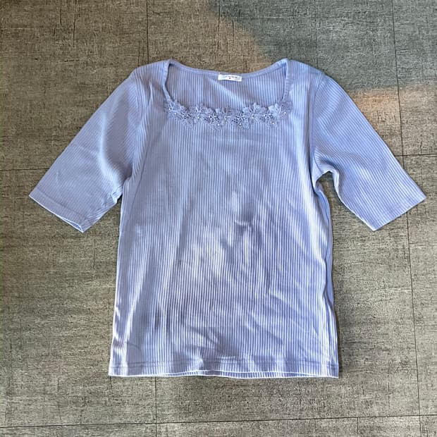 일본빈티지 Glacier 하구미모리걸 달천깔페어리 플라워 스퀘어넥탑