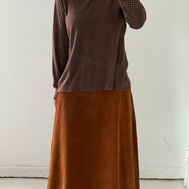 일본빈티지 골든베어 브라운 도트 터틀넥