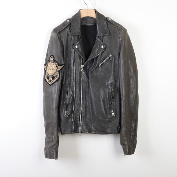 46 / Balmain 발망 패치 램스킨 가죽 자켓
