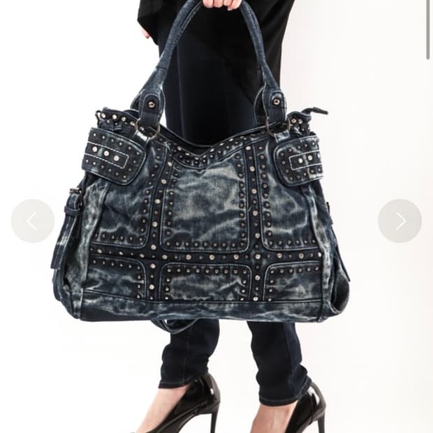 스터드 큐빅 블랙 데님 토트백 숄더백 시티백
