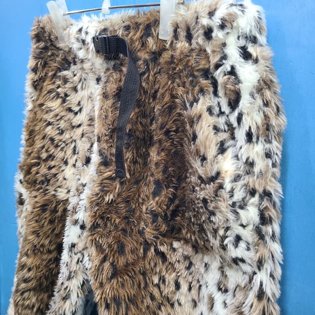 일본빈티지 레오파드 호피털바지 퍼 하프팬츠