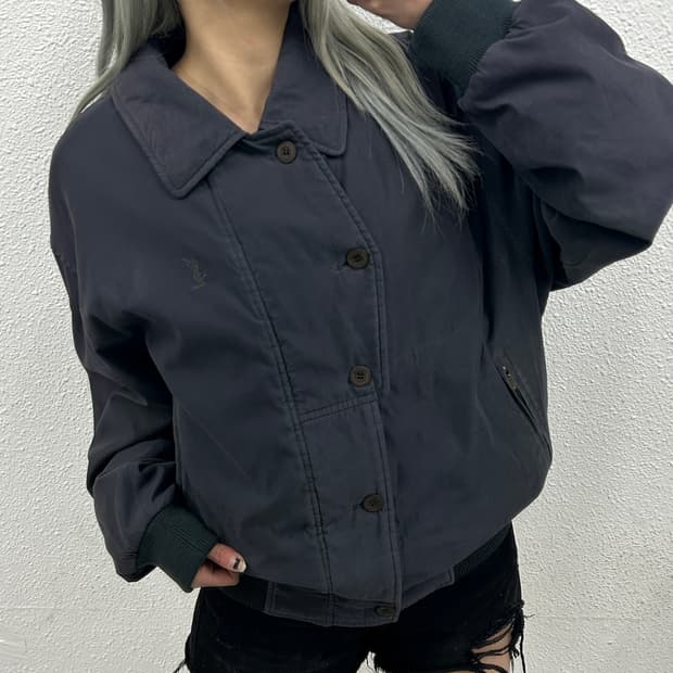 입생로랑 빈티지 차콜 카라 세무자켓 100