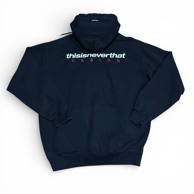 L 디스이즈네버댓 블랙 백로고 후드티
