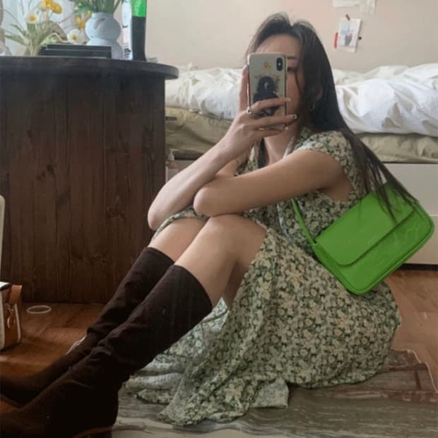 루루서울 daisy green shirt dress(long)