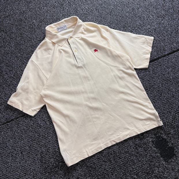 버버리 아카이브 자수로고 피케이 반팔 셔츠 3071