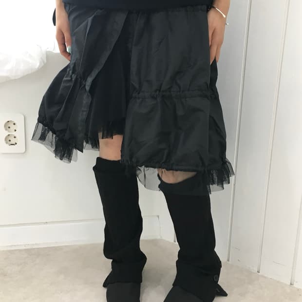 Sensounico Nero Tulle Trim Skirt