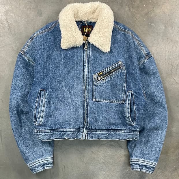 Lee 퍼 카라 크롭 데님 자켓