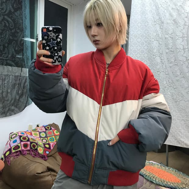 시스템 한섬 여성 다운 봄버 디테일 패딩점퍼 