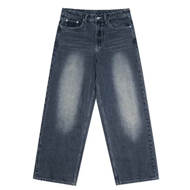 트릴리온 프론트 워싱 와이드 데님팬츠