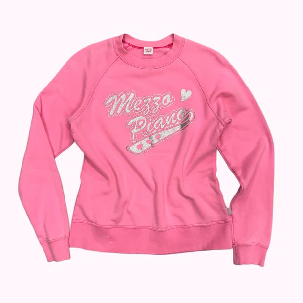 pink glitter logo printing sweatshirt