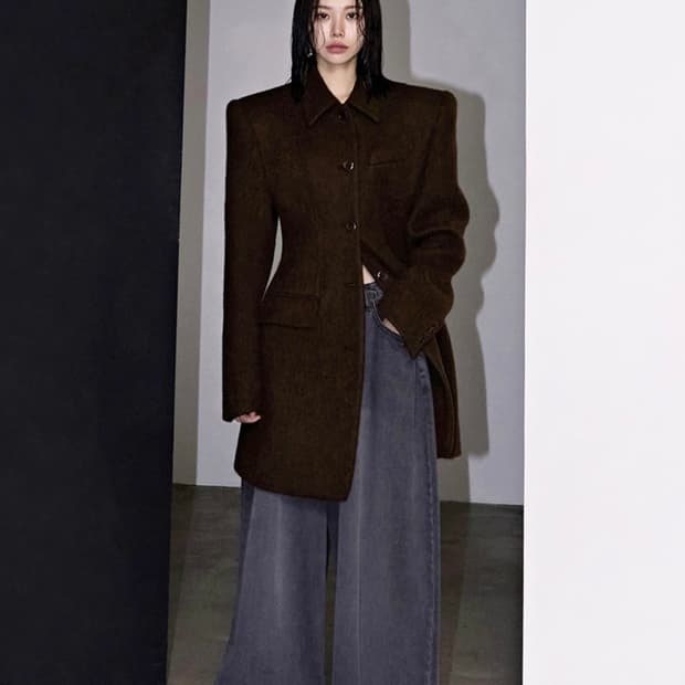 랑거 langer 싱클레어 울 알파카 블렌드 코트 브라운 컬러