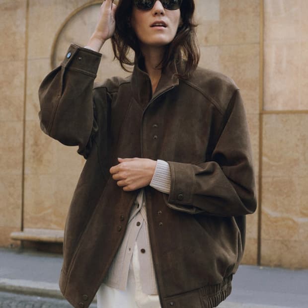 루에브르 Asymmetric Placket Faux Suede Jacke