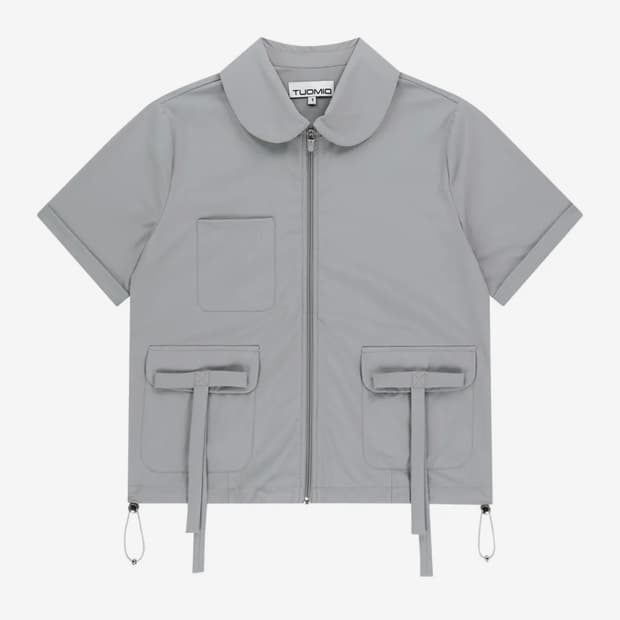 뚜오미오 ROUND COLLAR NYLON ZIP-UP SHIRT