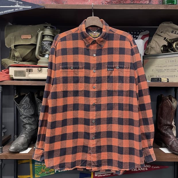 할리데이비슨 멀티 체크 리벳 버튼 플란넬 셔츠