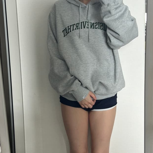 디스이즈네버댓 그레이 오버핏 후드티