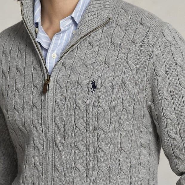 (새상품)폴로 랄프로렌 풀집업 꽈배기 니트 M