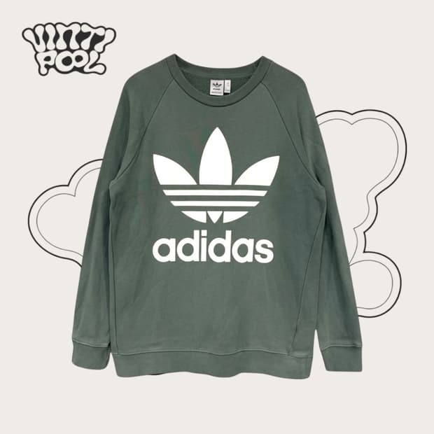 아디다스 오버사이즈 빅로고 맨투맨 L 그린