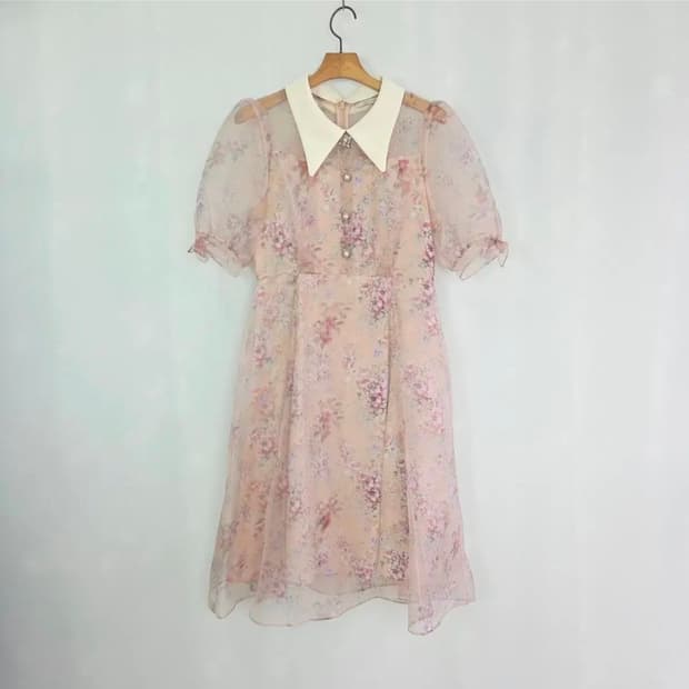 [KENNETH LADY] 케네스레이디 플라워 오간디 카라 원피스 여성