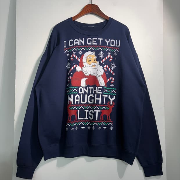 U.S.A. 크리스마스 산타클로스 맨투맨 XL 어글리니트